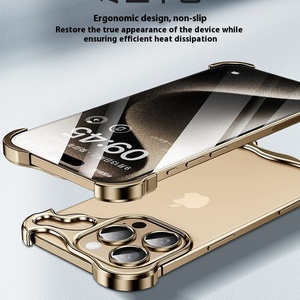 Lente autónoma de lujo sin bordes para IPhone15 XR Funda de teléfono móvil de TPU transfronteriza 16promax Almohadilla de esquina de metal en forma de PROMAX para - Product Image 2