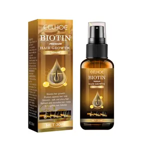 Etiqueta privada Biotin Hair Growth Serum Extracto de planta Boost Hair Growth Prevenir la pérdida Aceite de ricino Spray para el crecimiento del cabello