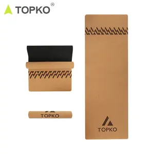 TOPKO Matras Yoga Desain Baru Cetakan Gabus Karet Logo Kustom Ramah Lingkungan An-Slip Matras Yoga