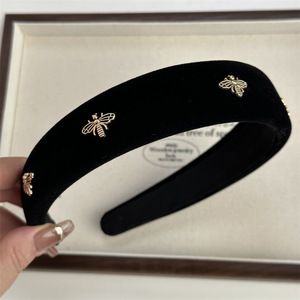 Serre-tête en velours de luxe Littie Bee, élégant, coréen, noir et rouge, large ou étroit, accessoires pour cheveux, Diadema De Abeja - Product Image 6