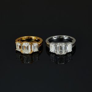 Bagues de luxe en moissanite pleine taille émeraude 6*8MM VVS <span class=keywords><strong>avec</strong></span> <span class=keywords><strong>argent</strong></span> 925 plaqué or, anti-ternissement, étanches, bijoux pour hommes - Product Image 4