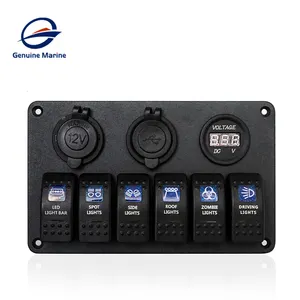 Genuine Marine IP66 12V 24V Digital Voltmeter Waterproof Boat Marine Rocker Electric Switch Panel For Yacht