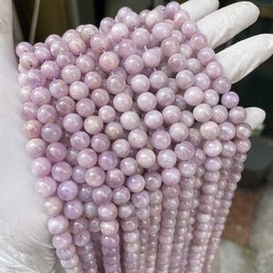 Manik Kristal Penyembuhan Alami <span class=keywords><strong>Kunzite</strong></span> Batu Bulat Longgar Untaian Manik-manik untuk Membuat Perhiasan Gelang Wanita - Product Image 2