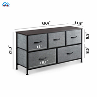 Commode à 6 tiroirs, tour de rangement en tissu, organisateur de placard industriel, unité de rangement avec cadre en métal et plateau en bois, commode de rangement pour chambre à coucher, couloir