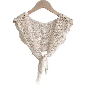 Y-Z Decorative sweet crochet hook flower lace cotton collar triangle scarf female hollow shawl