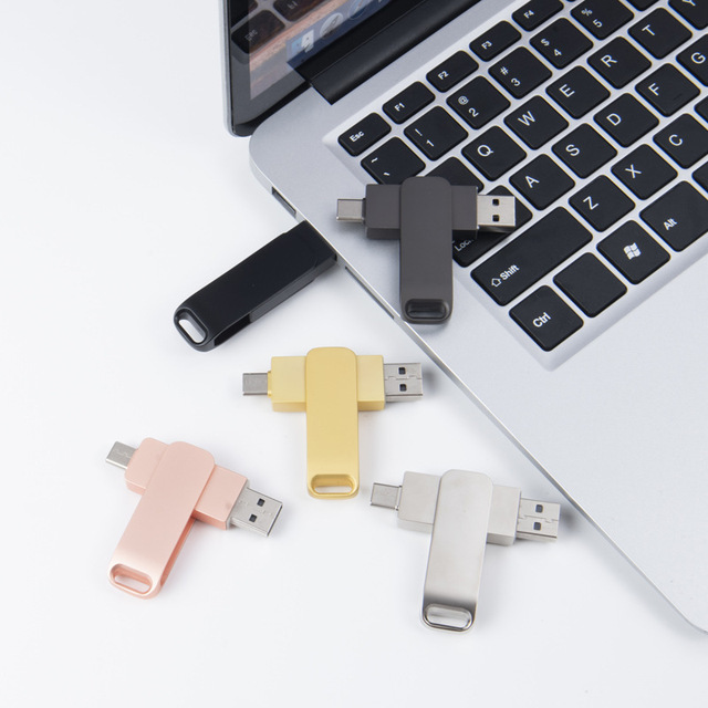 Pendrive Customize Logo USB Type-C 2 in 1 Metal 128GB 8GB 64GB 32GB 16GB OTG USB Flash Drive 1TB