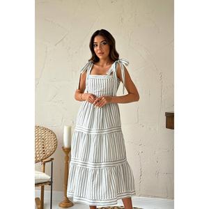 Robe rayée sans épaules en gros, taille plus (XL 5XL), crochetée, à volants cousus, sans bretelles, sans col, pour les tenues de club et l'usage quotidien - Product Image 4