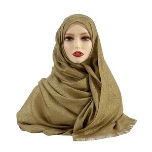 وشاح حريري فاخر من المصممين حسب الطلب العرقي-حجاب لامع من البوليستر-شال حفلات للنساء المسلمات في دبي - Product Image 2