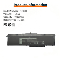 Batterie d'ordinateur portable 1FXDH pour Dell Latitude 15 5501 5511 Precision 3541 3551 01WJT0 1WJT0 11.55V 7900mAh