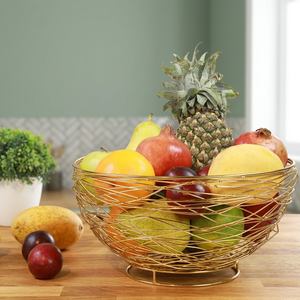 Corbeille à fruits ronde moderne en métal, support de rangement de cuisine durable, conteneur alimentaire à un seul niveau - Product Image 6