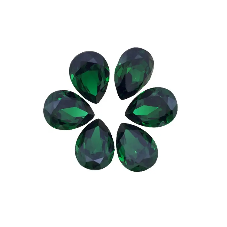 Teardrop shape point back fancy stone crystal emerald glass bead garment accessory teardrop beads
