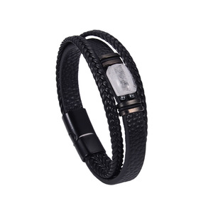 One Man Multi Layer Leather Bracelet Stainless Steel <b>Magnetic</b> <b>Clasp</b> Retro Men's Jewelry Tiger Eye Stone Bracelet - Product Image 4