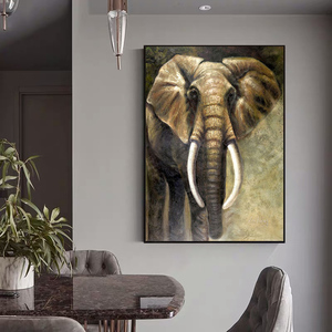 Mintura – Ensemble de tableaux sur toile peints à la main, style moderne, éléphant africain, hautement recommandé pour la décoration d'hôtel, avec <span class=keywords><strong>peinture</strong></span> d'<span class=keywords><strong>animaux</strong></span> - Product Image 5