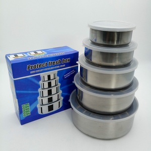 Juego de 5 Recipientes Redondos de Acero Inoxidable para Alimentos, Aptos para Microondas, para Picnic, Sellados, para Mantener la Comida Fresca, Accesorios de Cocina - Product Image 4