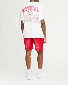 Ensemble deux pièces pour homme : T-shirt oversize rouge délavé par pulvérisation et short en jersey décontracté, style survêtement délavé à l'acide - Product Image 3