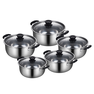 Juego de Ollas para Sopa de Acero Inoxidable de <span class=keywords><strong>5</strong></span> Piezas con Asas Negras para Cocinar - Product Image 1