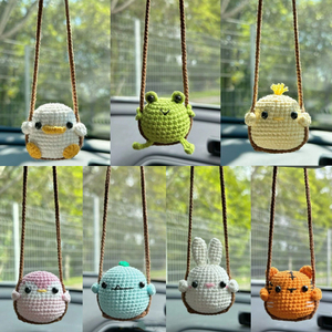 สินค้าขายดี กระเช้าถักมือสำหรับใส่กระถางต้นไม้  ดอกไม้โครเชต์ ของตกแต่งแขวนในรถ  อะมิกุรุมิ  งานถัก  จี้ดอกไม้ประดับ - Product Image 3