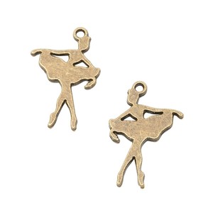Pendentif en alliage de zinc bronze antique avec silhouette de ballerine dansante pour cadeau de récital de <span class=keywords><strong>danse</strong></span> - Product Image 2