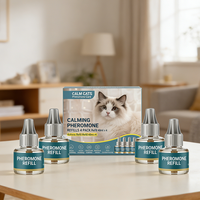 Kit diffuseur apaisant aux phéromones pour chiens et chats 2 en 1 (2 prises + 4 recharges) pour soulager l'anxiété des chats