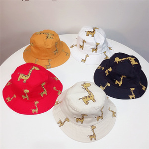 Sombrero de pescador con estampado de jirafa para niños, talla única, de algodón, para protección solar al aire libre - Product Image 1