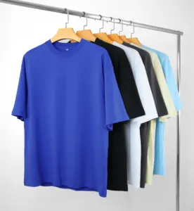 Camisetas holgadas de alta calidad para hombre, ropa de calle de algodón 100% verde personalizada, de gran tamaño, en blanco