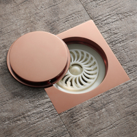 Grille de drain de sol de douche carrée en or rose, couvercle de drain, égouttoir de salle de bain