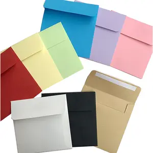 Envelope dobrável de papel, envelope quadrado branco de 10*10cm, reciclado com descascamento e adesivo vara