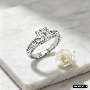 Anillo de Boda Personalizado de Plata Chapada en Oro de 14k con Diamante Cultivado en Laboratorio de 1.0 Quilates, Corte Brillante, Calidad VVS-VS, para Fiesta - Product Image 3