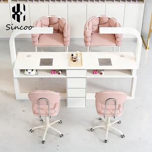 Luxury <b>Nail</b> Table Double Two-seater Offer Metal Professional Custom Modern Salon Furniture Manicure Table - Product Image 2