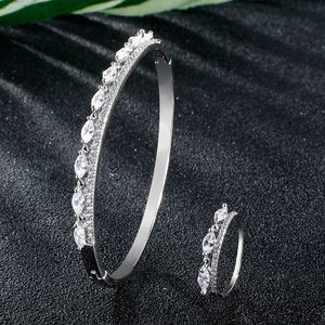 Ensemble de bijoux RAKOL SP1021 pour femmes, bracelet et bague en cristal de zircon - Product Image 5