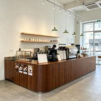 Comptoir de bar personnalisé pour café, vitrine en verre avec éclairage LED pour boulangerie, pâtisserie, café, magasin, aménagement intérieur