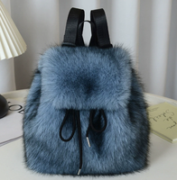Sac à dos en fausse fourrure de renard pour femmes, avec cordon de serrage, fermeture magnétique, grande capacité, sac d'école décontracté pour étudiantes, mignon