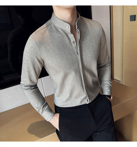 <span class=keywords><strong>Camicia</strong></span> di lana calda spazzolata autunno e inverno <span class=keywords><strong>camicia</strong></span> di fascia alta da <span class=keywords><strong>uomo</strong></span> con colletto alto a righe - Product Image 3