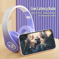 Casque sans fil Bluetooth V5.3 pliable Macaron à dégradé de couleurs, modèle B39, lumineux, pour enfants