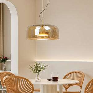 Luminaire suspendu moderne en <span class=keywords><strong>verre</strong></span> ambré, <span class=keywords><strong>lampe</strong></span> suspendue en <span class=keywords><strong>verre</strong></span> <span class=keywords><strong>fumé</strong></span> de luxe, éclairage LED pour la maison, l'hôtel, le restaurant - Product Image 4