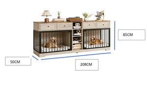 Bestseller 2026 Nuovo Stile Gabbia per <span class=keywords><strong>Cani</strong></span> <span class=keywords><strong>Grande</strong></span> in Legno Resistente con 4 Cassetti e Ripiani per 2 <span class=keywords><strong>Cani</strong></span>, Cuccia Doppia per <span class=keywords><strong>Cani</strong></span> - Product Image 2