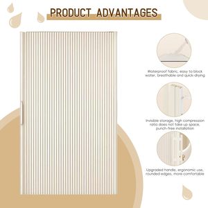 <span class=keywords><strong>Rideau</strong></span> <span class=keywords><strong>de</strong></span> <span class=keywords><strong>douche</strong></span> pliable magnétique en polyester imperméable avec cloison en aluminium, sans tringle, personnalisé CF - Product Image 4