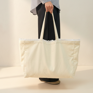 Customized Personalized Eco-friendly Reusable Grocery Sustainable Recycled GOTS Certified Premium Organic Lace Canvas Tote <strong>Bag</strong> - Product Image 5