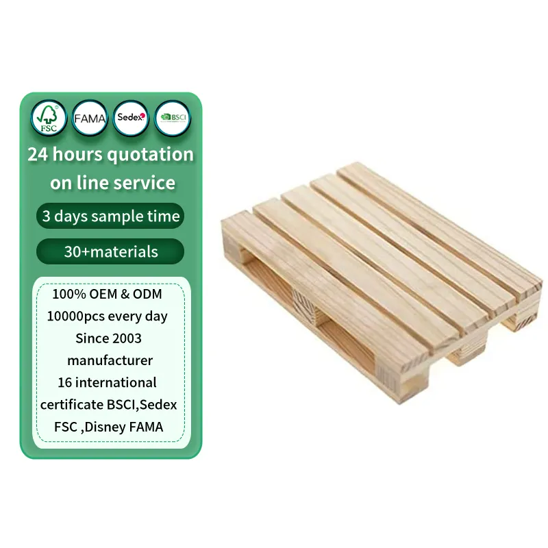 Paleta de madera decorativa, 120x80mm, 2 unidades