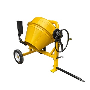 Bétonnière jaune SAX 350L à déchargement manuel, sur roues, pour usage en construction - Product Image 1