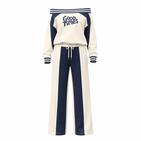 Ensemble de survêtement personnalisé pour femme, sweat-shirt et pantalon large, color block, décontracté, OEM ODM Factory