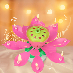 Bougie d'<span class=keywords><strong>anniversaire</strong></span> musicale <span class=keywords><strong>en</strong></span> forme de lotus, bougie de lotus rotative et florissante avec <span class=keywords><strong>musique</strong></span> pour les fêtes et les célébrations - Product Image 1