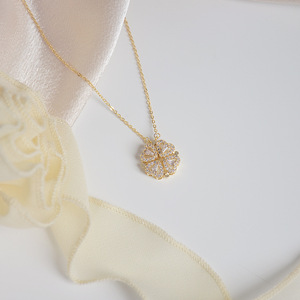 Magnetische hanger ketting met klaverblad, 4 hartjes, S925 sterling zilver, belegd met zirkonia, voor vrouwen, cadeau - Product Image 3