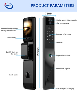 Serratura Intelligente con Riconoscimento Vene Palmari e Facciale 3D, Wi-Fi Tuya, Impronta Digitale, Ingresso Senza Chiave - Product Image 6