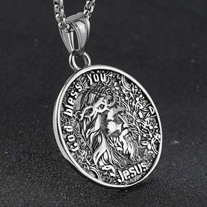 Collar con Colgante de Jesús de Acero Inoxidable para Hombre, Chapado en Plata Antigua, Amuleto de Cruz con Temática Religiosa, Joyería de Moda, Regalo - Product Image 6
