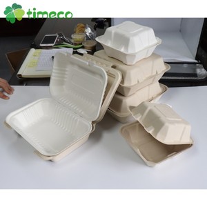 Biodegradable eco friendly bagasse food box container bagasse lunch box sugarcane bagasse lunch box with lid
