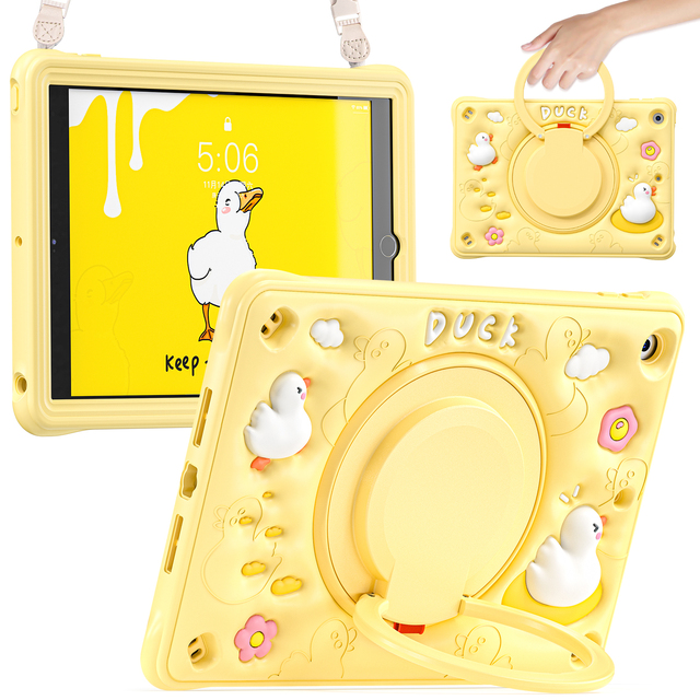 Kids Cartoon Design Silicone Kids Tablet Cases for iPad 7 8 9th 10.2 2019 2020 2021 With Handle and Shoulder Strap