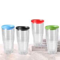 Gobelet en plastique écologique transparent à double paroi de 22 oz avec filetage interne, idéal pour le camping, le café et l'eau – Vente en gros usine 2025