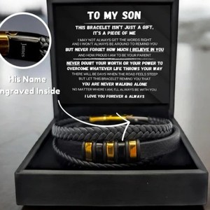 Pulsera de cuero tejida para hombre, moderna pero no elegante, bicolor, galvanizada, diseño retro artístico minimalista, para regalo de hijo - Product Image 2