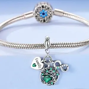 MULA <span class=keywords><strong>Charms</strong></span> Beads 925 Zilver Zon Ster Stamboom Klaver Vierbladige Klaverhanger Geschikt voor Armband Ketting DIY Origineel Dames Sieraden - Product Image 3